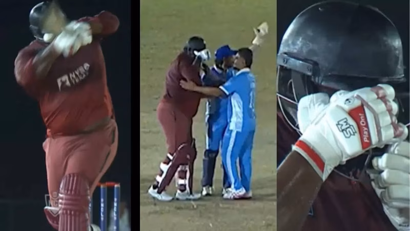 Rahkeem Cornwall’s Close Call: Ball Lodges in Helmet Grill During T10 Match – Miracle Escape!