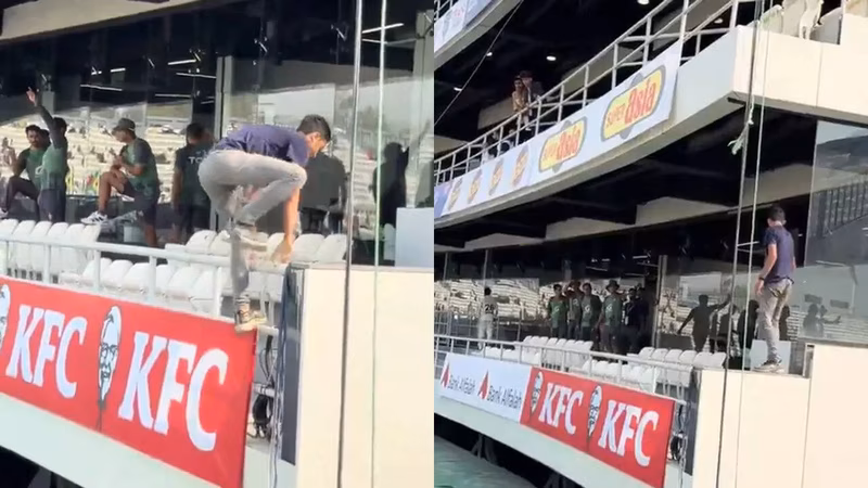 Chaos! Fan climbs enclosure, breaks into Pakistan dressing room to meet Babar Azam - WATCH