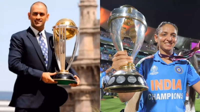 Iconic! Harmanpreet recreates Dhoni’s pose; clicked with trophy at Gateway of India