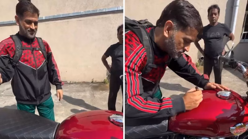 'Chala ke report dena': MS Dhoni signs fan's bike, video goes viral - watch