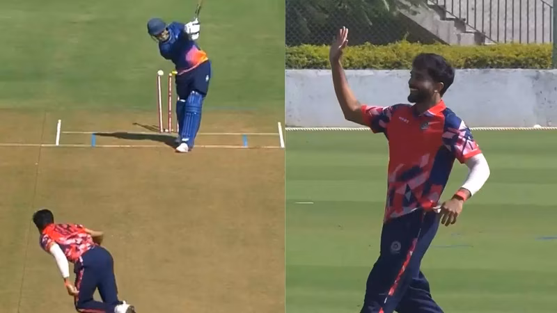 Nitish Reddy claims hat-trick in SMAT; dismisses RCB captain - Watch