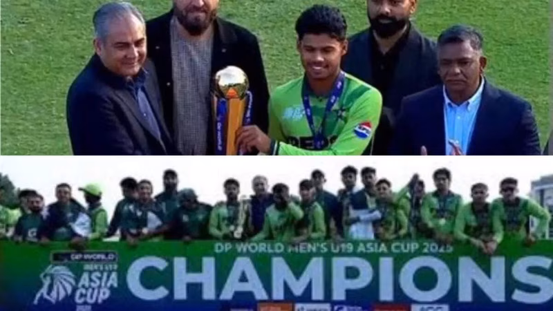 IND vs PAK Final: PCB chief Naqvi presents title to U19 Asia Cup champs