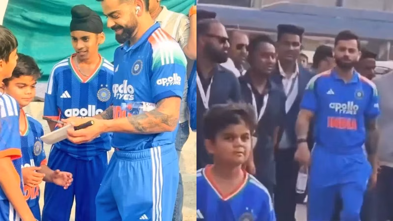 'Mini VK'! Virat Kohli meets his childhood lookalike; fans go wild - WATCH